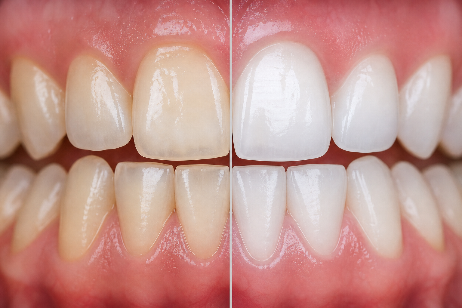 Teeth Whitening Before and After: Why Some Teeth Change More Than Others visual concept focused on natural front teeth